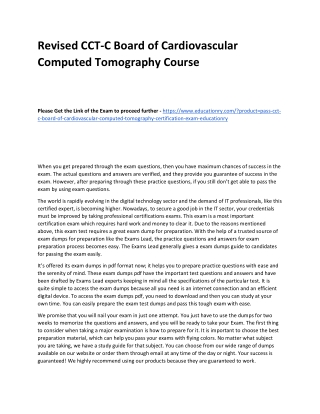 CCT-C Board of Cardiovascular Computed Tomography