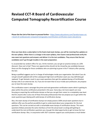 CCT-R Board of Cardiovascular Computed Tomography Recertification