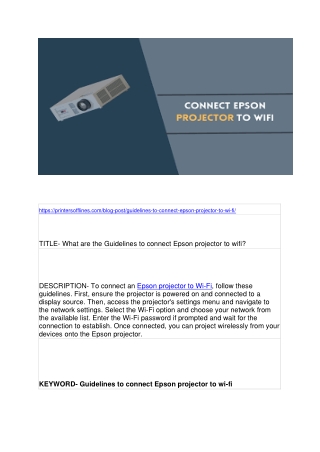 What are the Guidelines to connect Epson projector to wifi?