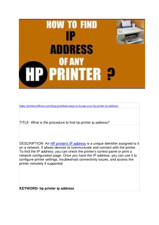 What is the procedure to find hp printer ip address?