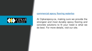 Commercial Epoxy Flooring Waterloo Cipkarepoxy.ca