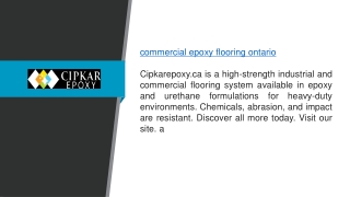 Commercial Epoxy Flooring Ontario Cipkarepoxy.ca