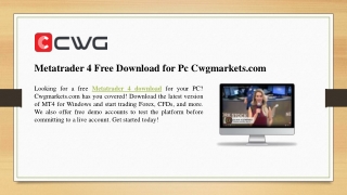 Metatrader 4 Free Download for Pc Cwgmarkets.com