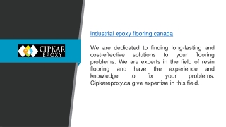 Industrial Epoxy Flooring Canada Cipkarepoxy.ca