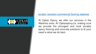 Scratch Resistant Commercial Flooring Waterloo Cipkarepoxy.ca