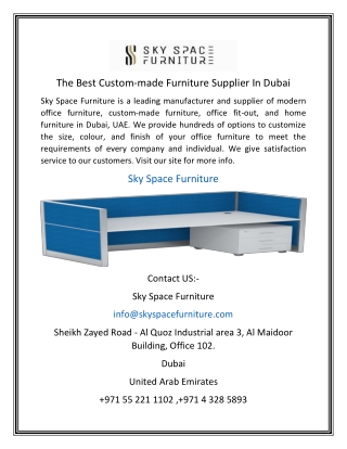 The Best Custom-made Furniture Supplier In Dubai