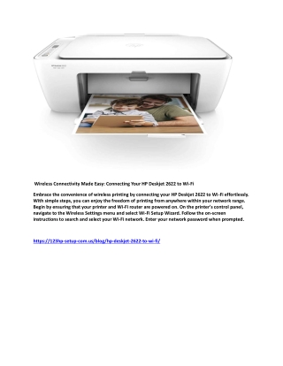 Wireless Connectivity Made Easy Connecting Your HP Deskjet 2622 to Wi-Fi