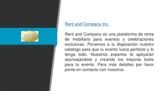 Rent and Company renta de mobiliario en tendencia  rentandcompany.com