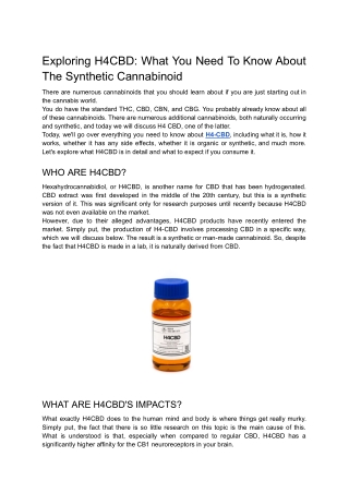 Exploring H4CBD_ What You Need To Know About The Synthetic Cannabinoid