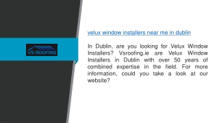 Velux Window Installers Near Me in Dublin Vsroofing.ie