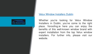 Velux Window Installers Dublin Vsroofing.ie