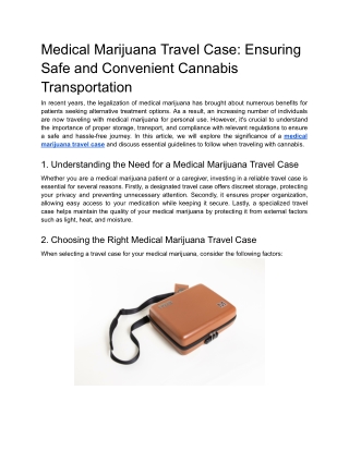 Medical Marijuana Travel Case_ Ensuring Safe and Convenient Cannabis Transportation