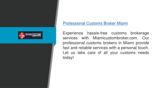 Professional Customs Broker Miami Miamicustombroker.com