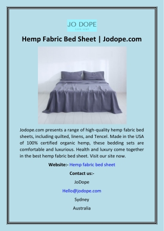 Hemp Fabric Bed Sheet  Jodope