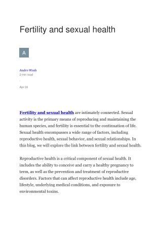 Fertility and sexual health