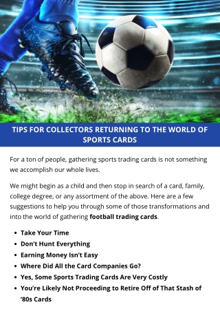 TIPS FOR COLLECTORS RETURNING TO THE WORLD OF SPORTS CARDS