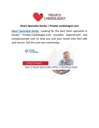 Heart Specialist Derby | Private-cardiologist.com