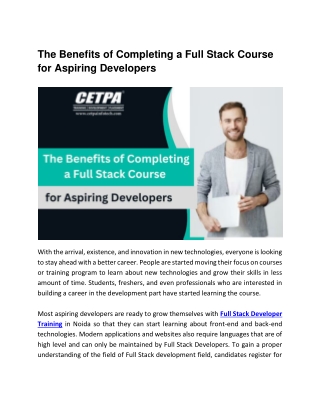 The Benefits of Completing a Full Stack Course for Aspiring Developers