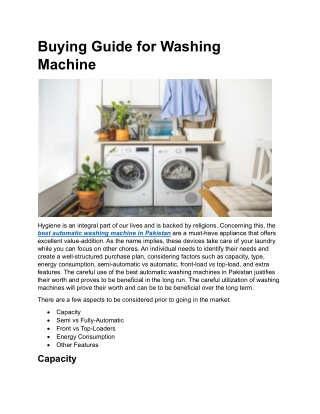 Buying Guide for Washing Machine