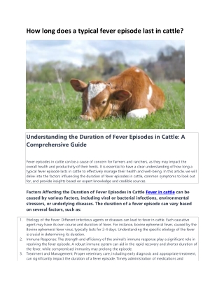 How long does a typical fever episode last in cattle?
