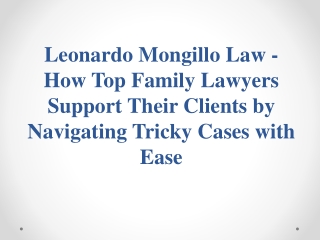 Leonardo Mongillo Law-Family Lawyers Support Clients by Navigating Tricky Cases