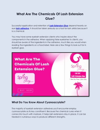 What Are The Chemicals Of Lash Extension Glue?