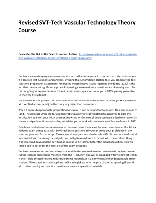 SVT-Tech Vascular Technology Theory