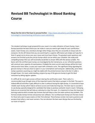 BB Technologist in Blood Banking