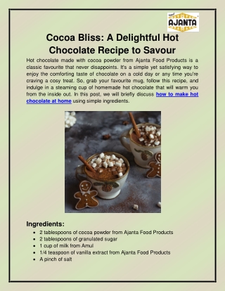 Hot chocolate recipe at home