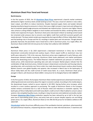 Aluminium Sheet Prices Trend and Forecast