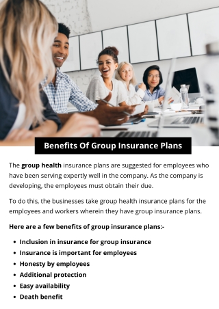 Benefits Of Group Insurance Plans