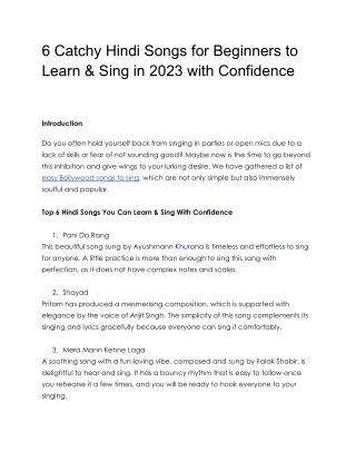 6 Catchy Hindi Songs for Beginners to Learn & Sing in 2023 with Confidence
