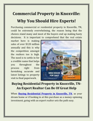 Commercial Property in Knoxville: Why You Should Hire Experts!