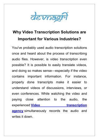 Why Video Transcription Solutions are Important for Various Industries?