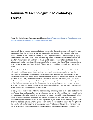 M Technologist in Microbiology