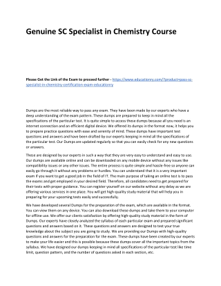 SC Specialist in Chemistry