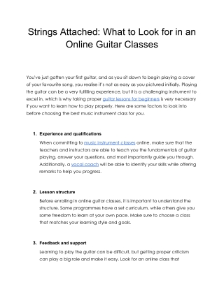 Strings Attached: What to Look for in an Online Guitar Classes