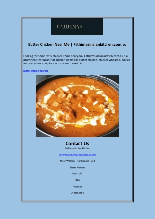 Butter Chicken Near Me | Fathimasindiankitchen.com.au