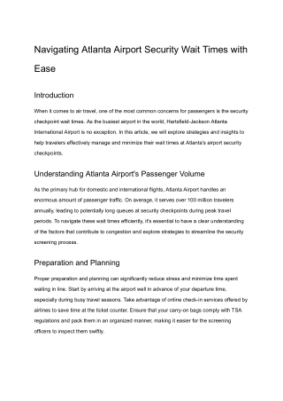 Atlanta Airport Security Wait Times - Know Everything