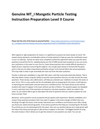 MT_I Mangetic Particle Testing Instruction Preparation Level II