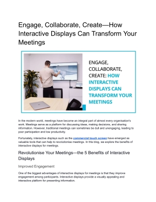 Engage, Collaborate, Create—How Interactive Displays Can Transform Your Meeting