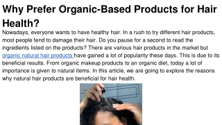 Why Prefer Organic-Based Products for Hair Health_