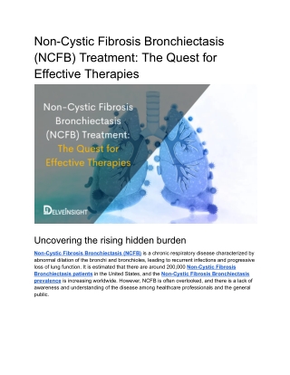 Non-Cystic Fibrosis Bronchiectasis (NCFB) Treatment_ The Quest for Effective Therapies