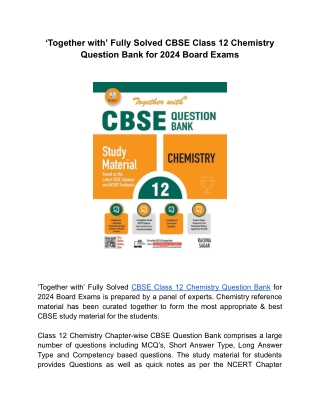 Top ranking Class 12 CBSE Solved Question Bank Chemistry for Session 2023-24