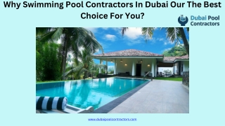 Why Swimming Pool Contractors In Dubai Our The Best Choice For You