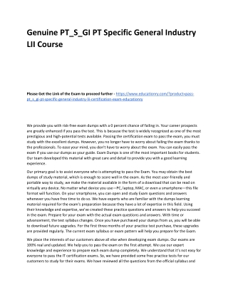 PT_S_GI PT Specific General Industry LII