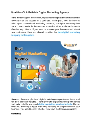 Qualities Of A Reliable Digital Marketing Agency