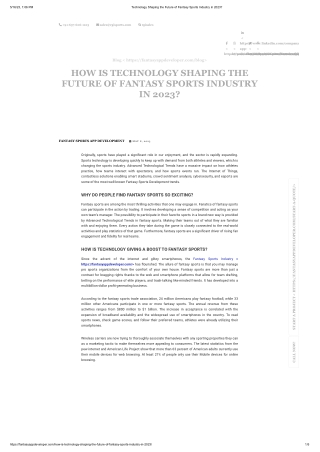 Technology Shaping the Future of Fantasy Sports Industry in 2023_