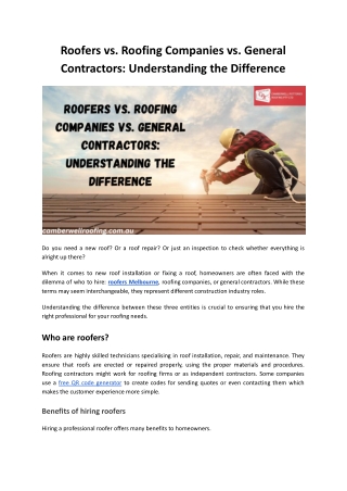 Roofers vs. Roofing Companies vs. General Contractors: Understanding the Differe