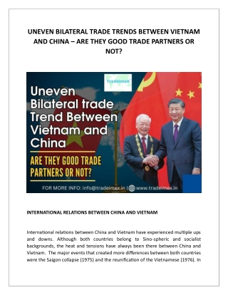 UNEVEN BILATERAL TRADE TRENDS BETWEEN VIETNAM AND CHINA (1)